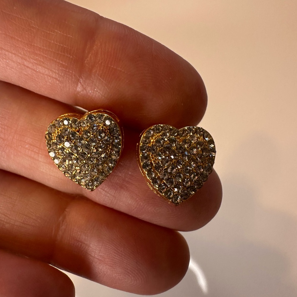 Sparkling Gold Heart Earrings